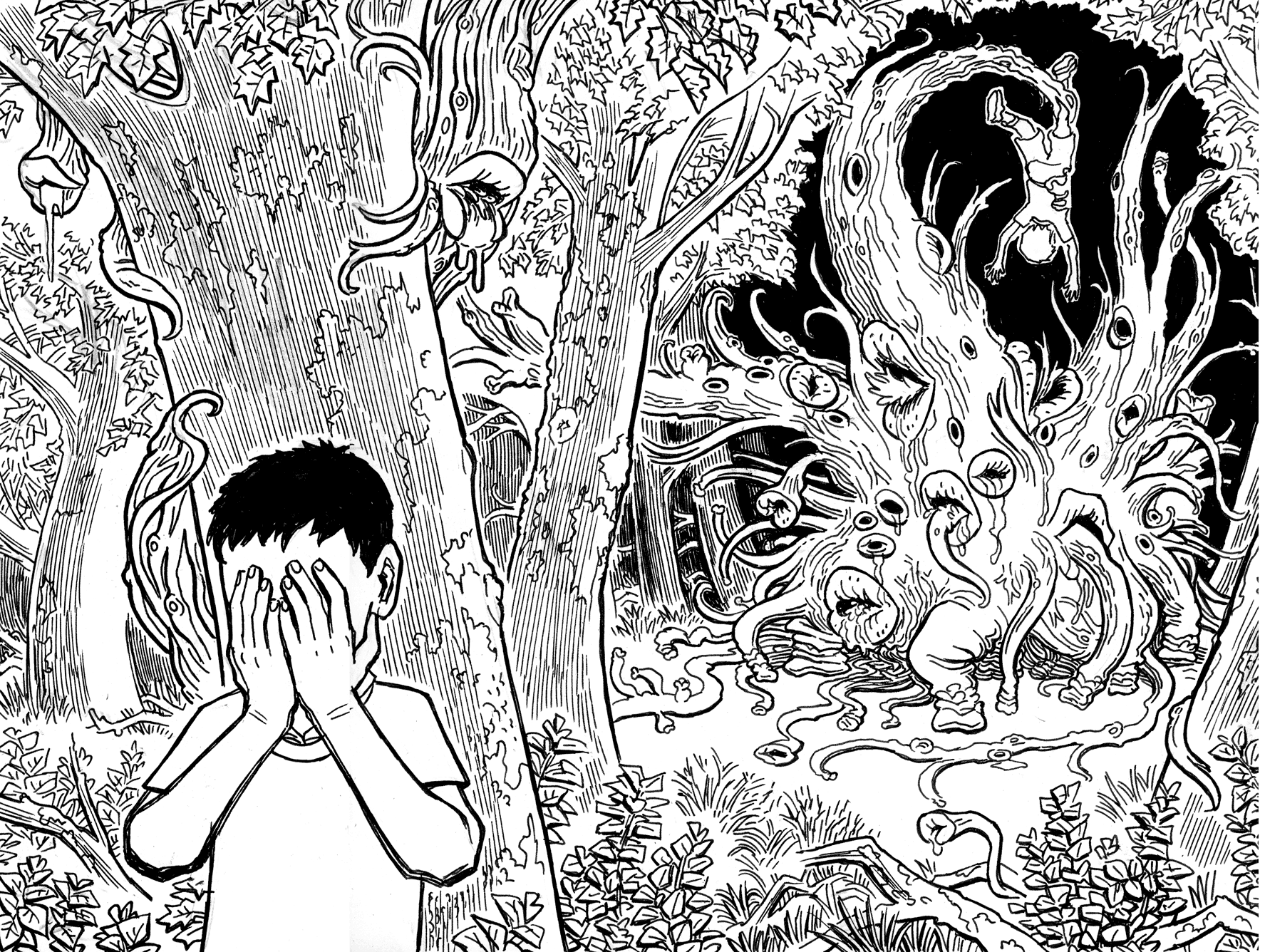 Lovecraft Sketch MWF: The Dark Young of Shub-Niggurath