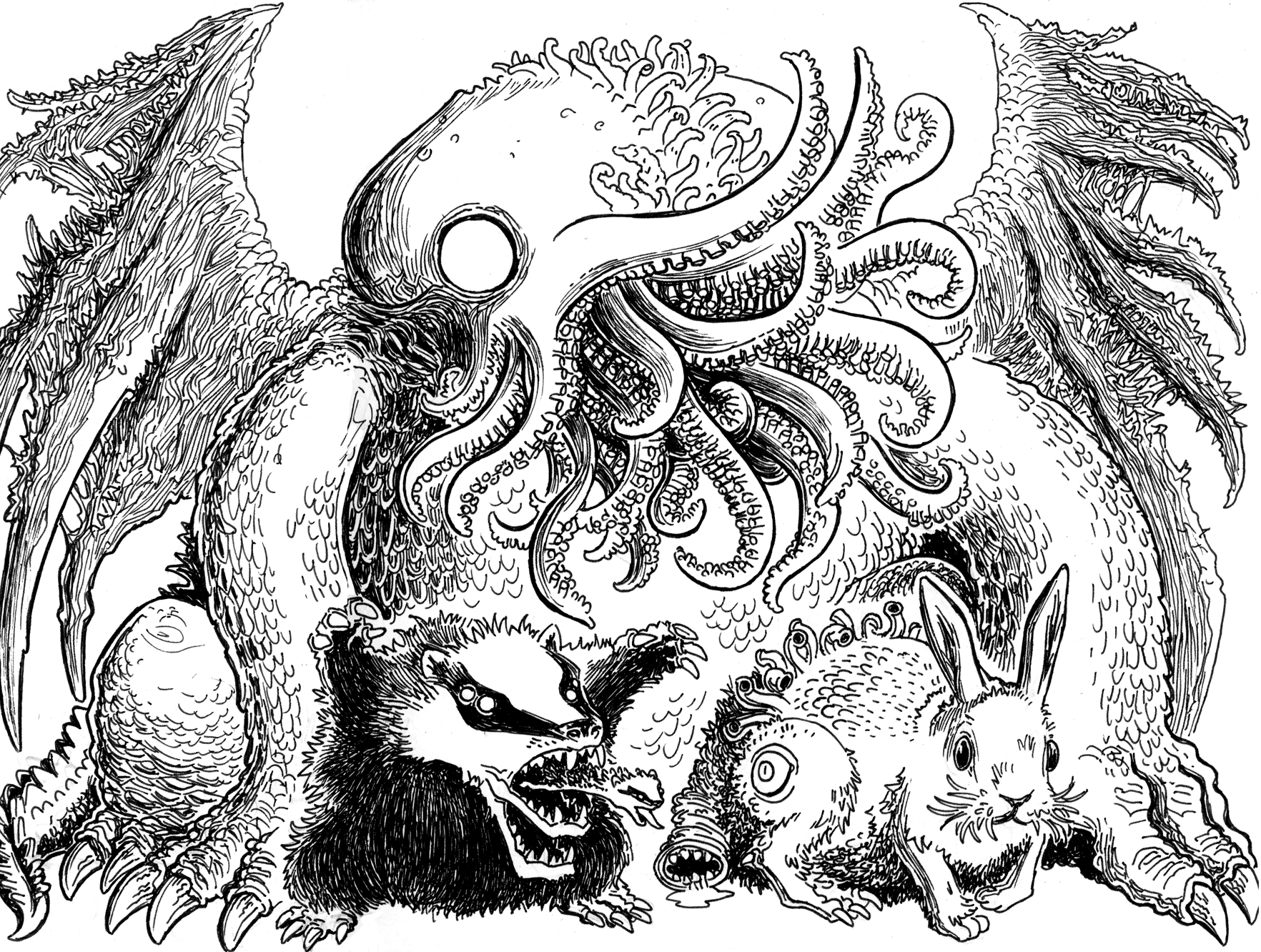 Lovecraft Sketch MWF: Cthulhu and Pets